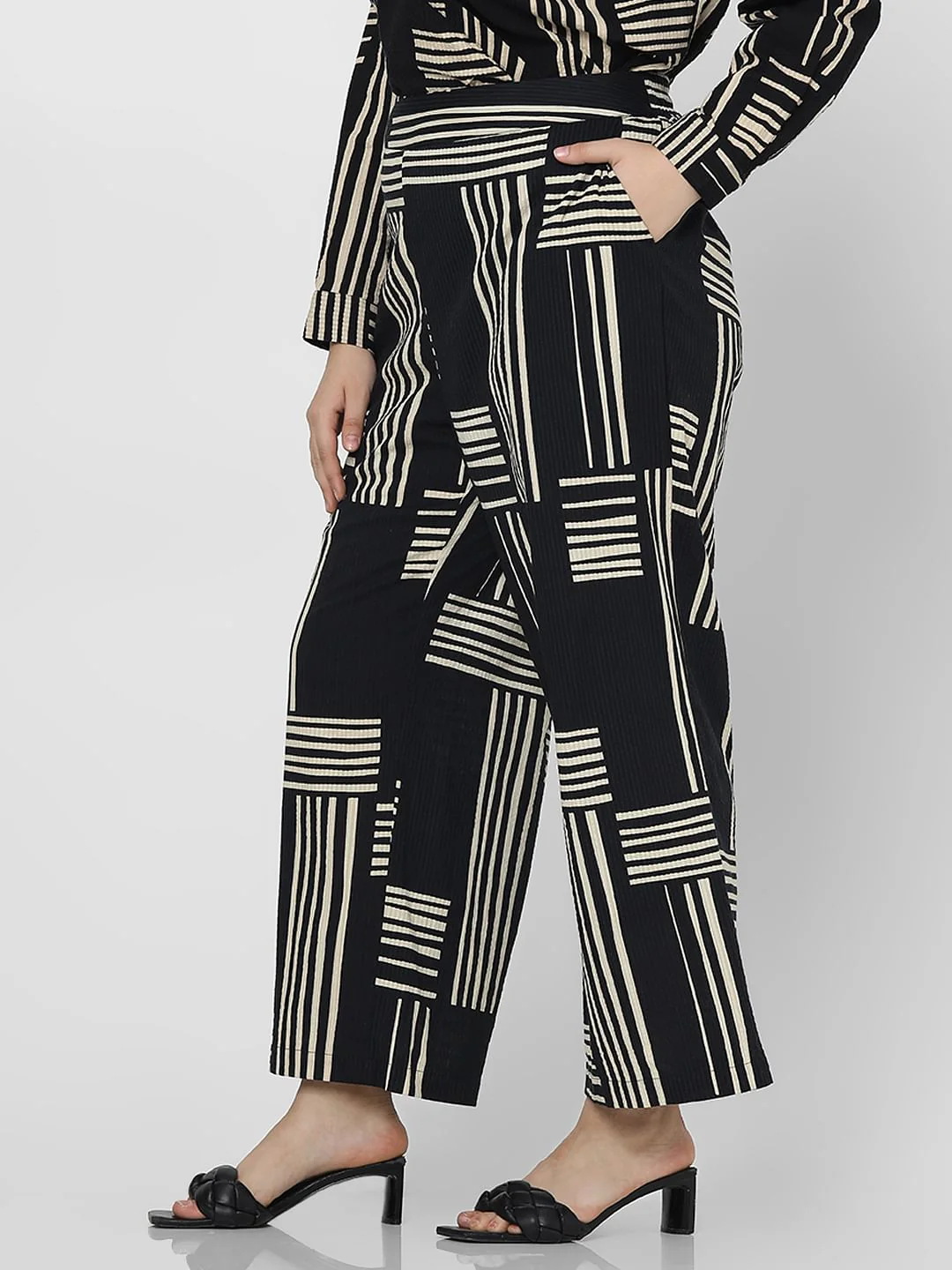 Curve Black Printed Co-Ord Set Pants - Image 3