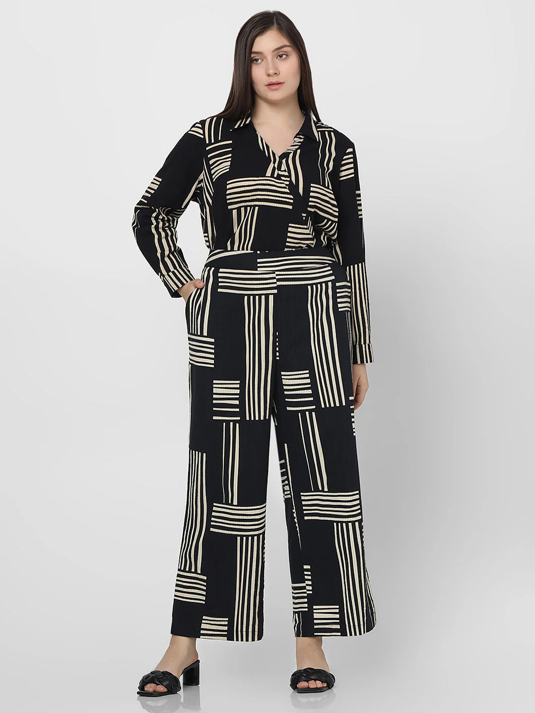 Curve Black Printed Co-Ord Set Pants - Image 5
