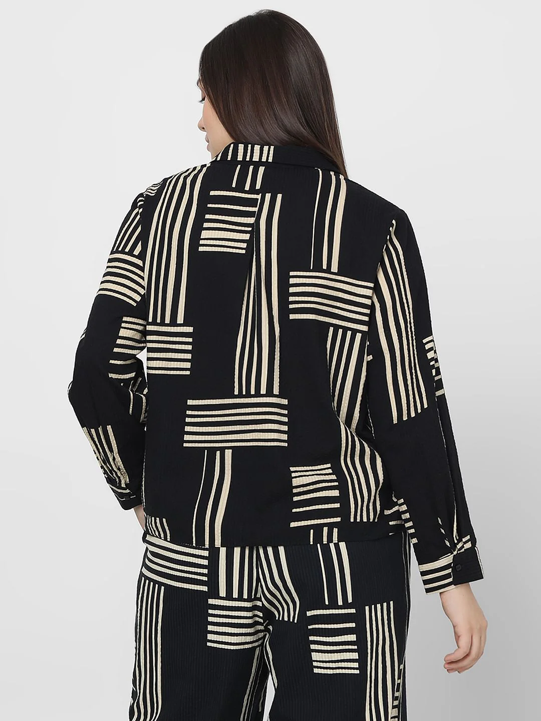 Curve Black Printed Co-Ord Set Shirt - Image 4