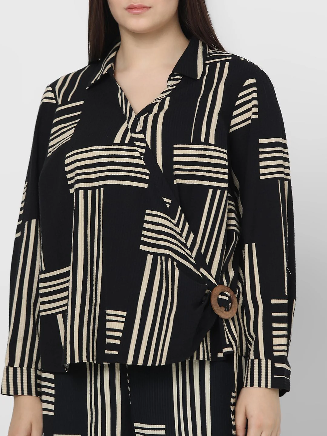 Curve Black Printed Co-Ord Set Shirt - Image 6