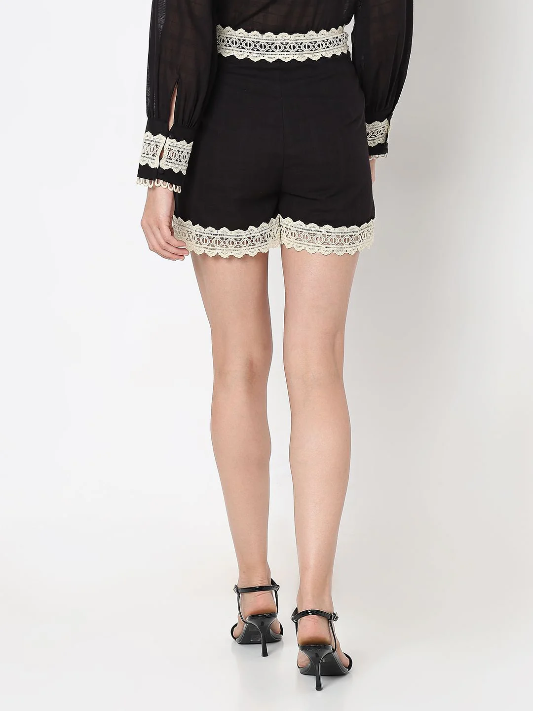 Black Lace Co-Ord Set Shorts - Image 4
