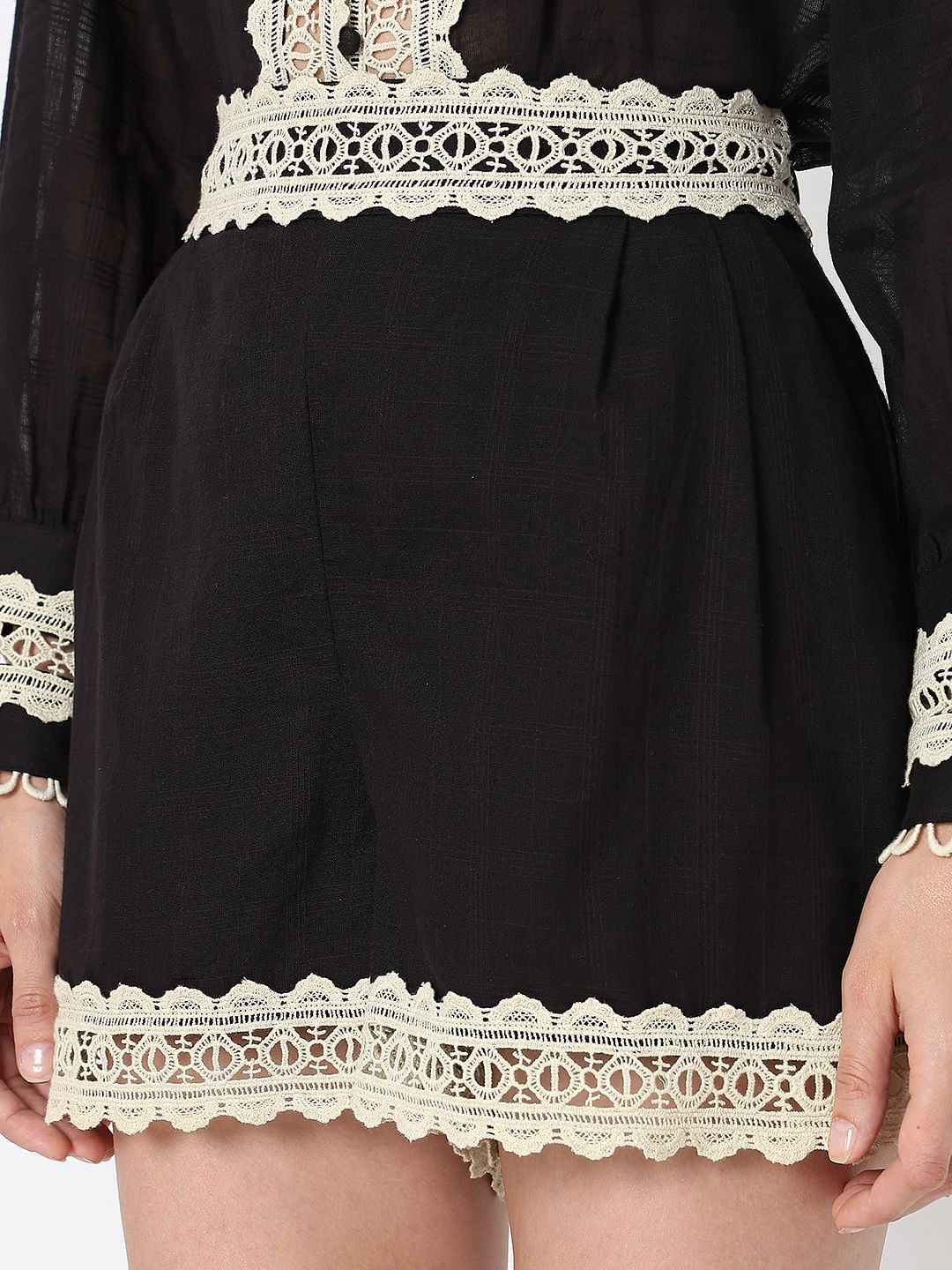 Black Lace Co-Ord Set Shorts - Image 6