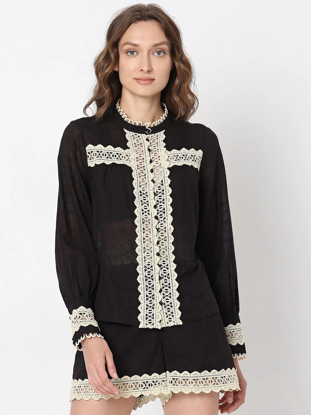 Black Lace Co-Ord Set Top - Image 2