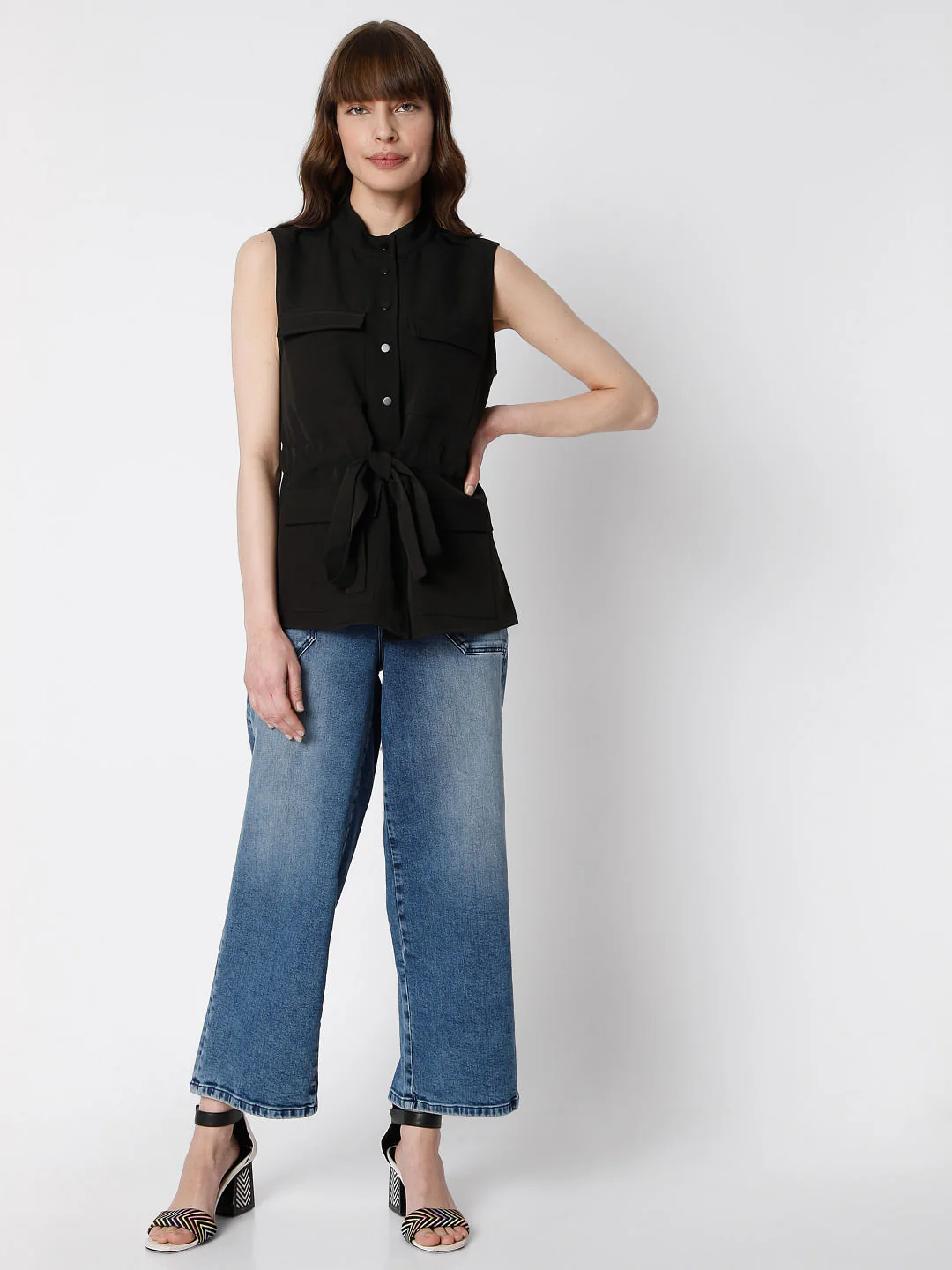 Black Tie Up Co-Ord Set Jacket - Image 5