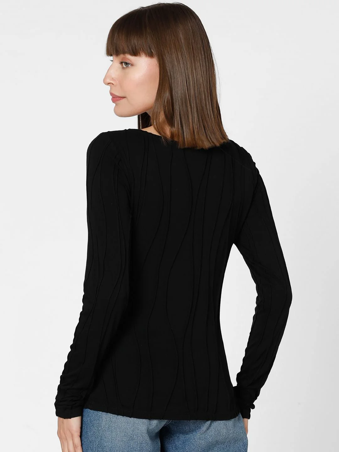 Black Textured Boatneck Top - Image 4