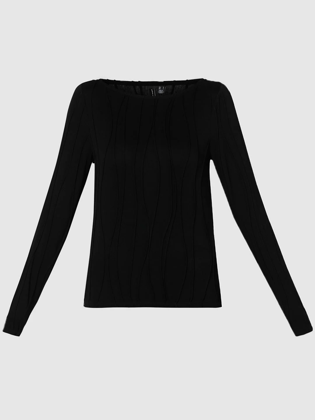 Black Textured Boatneck Top - Image 7