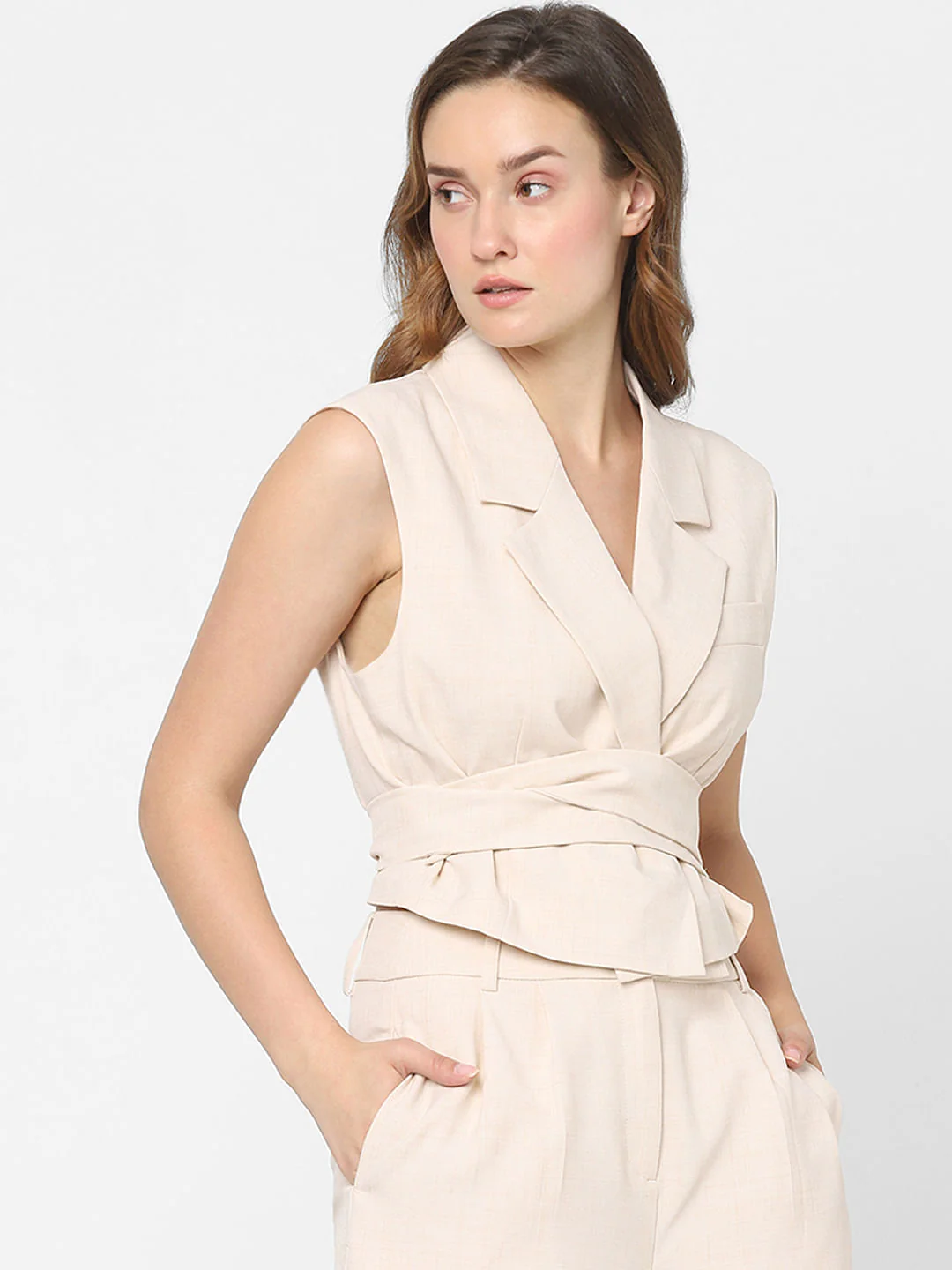 Beige Co-Ord Waiscoat - Image 2
