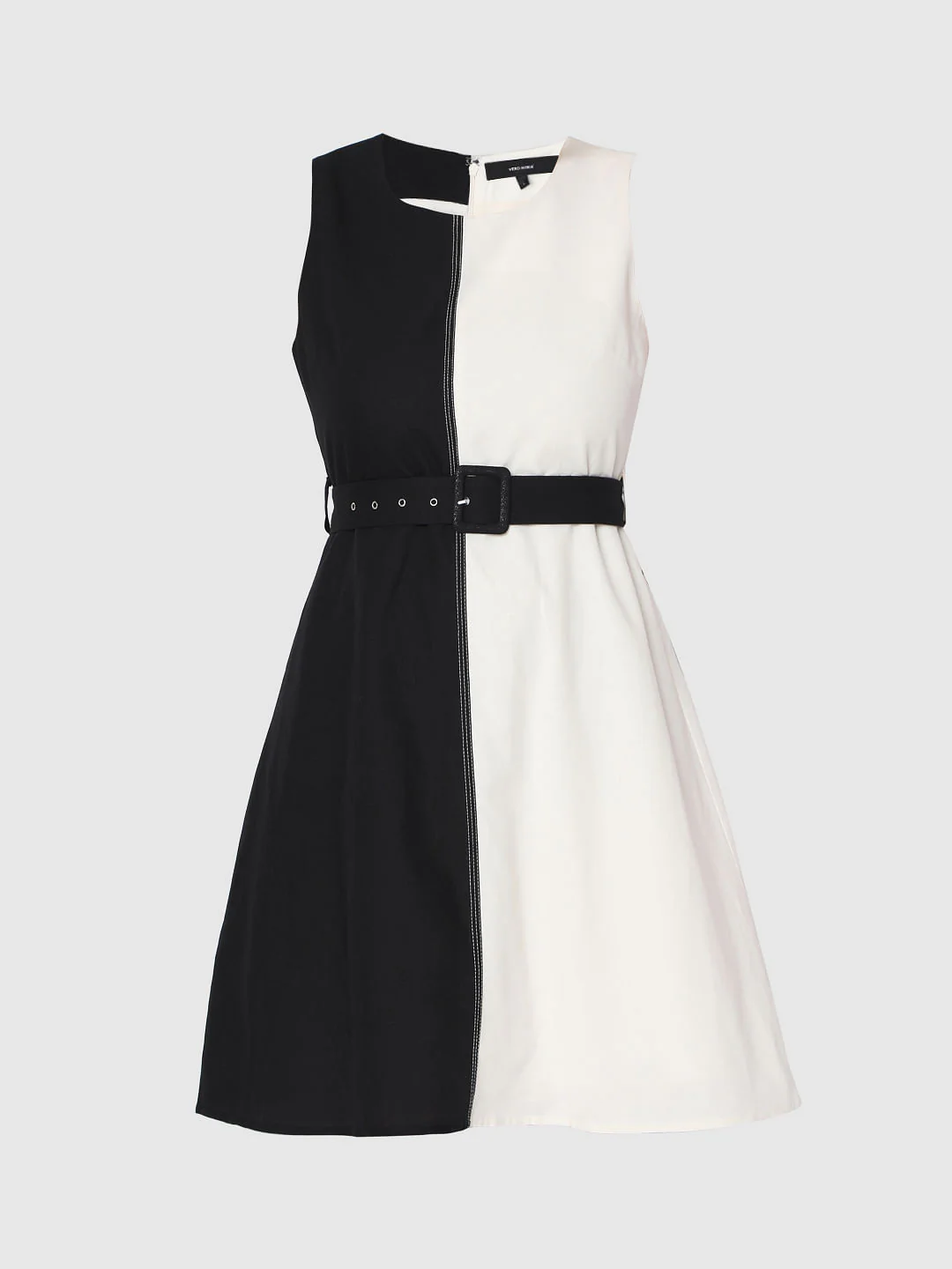 White Colourblocked Fit & Flare Dress - Image 7