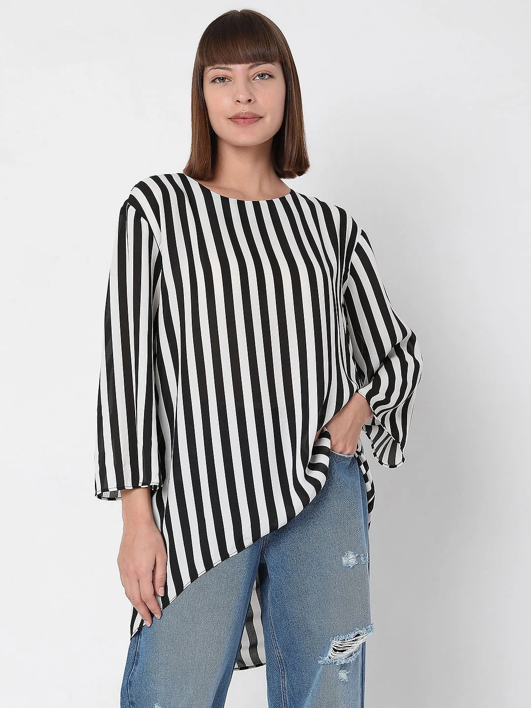White Striped Tunic Top - Image 2