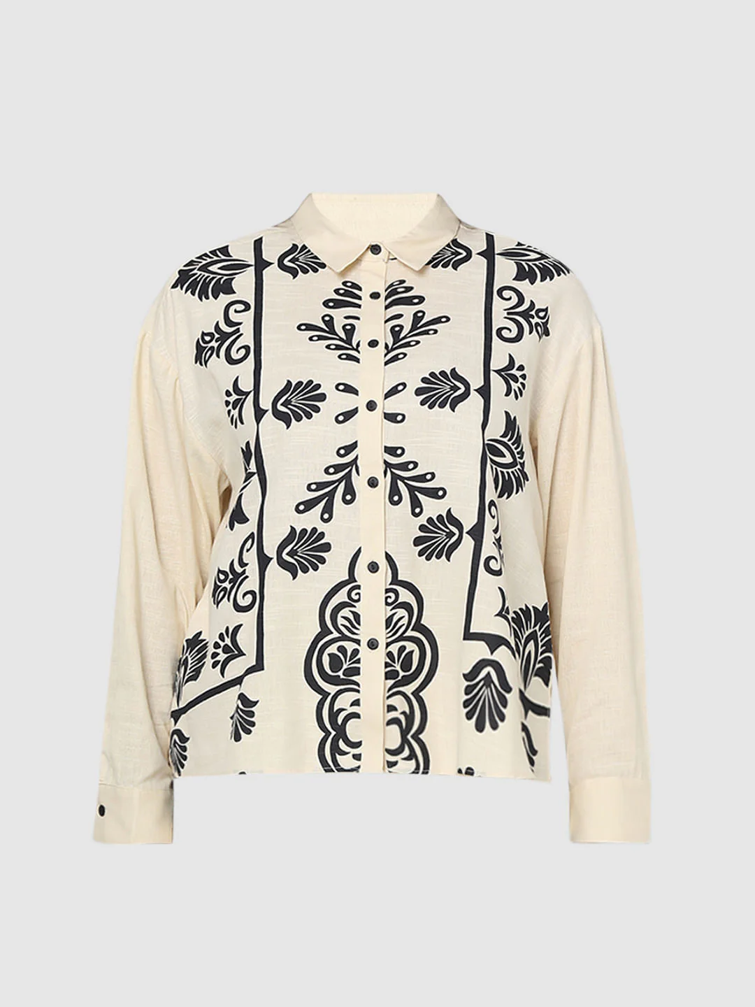 Curve Beige Printed Co-Ord Shirt - Image 7