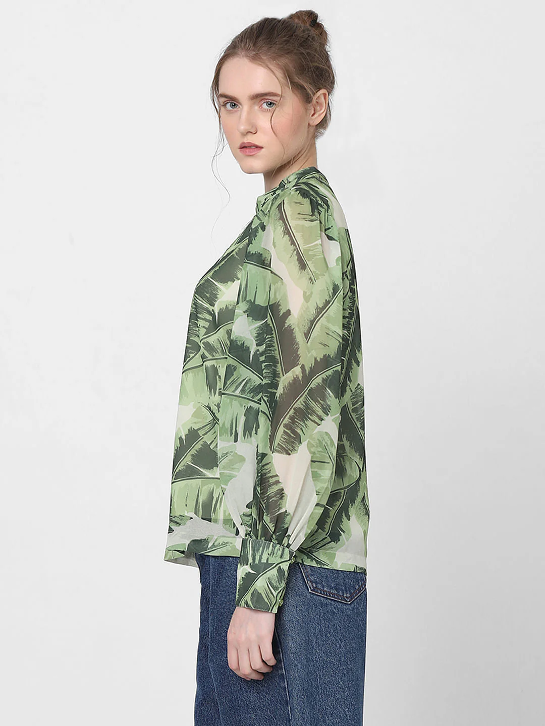 Green Tropical Print Top - Image 3