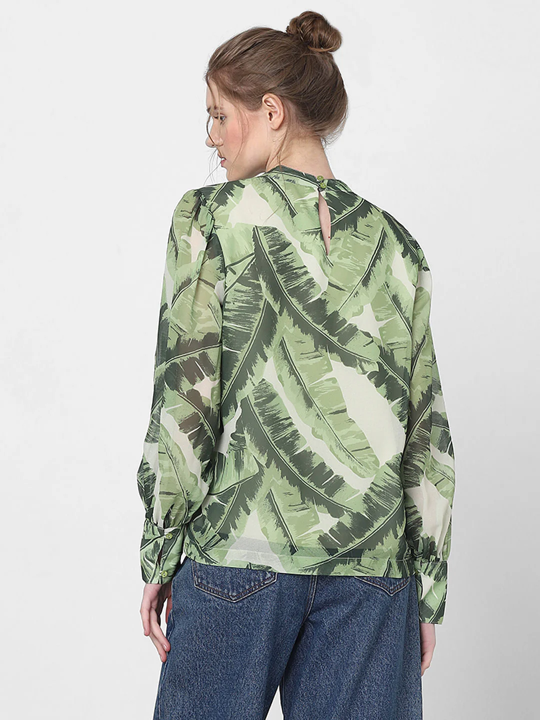 Green Tropical Print Top - Image 4