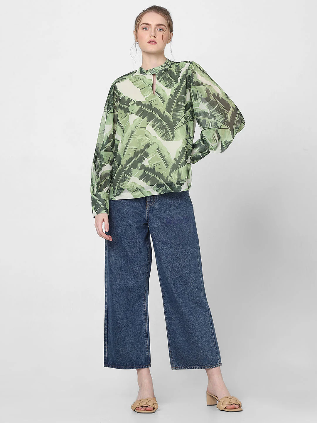 Green Tropical Print Top - Image 5