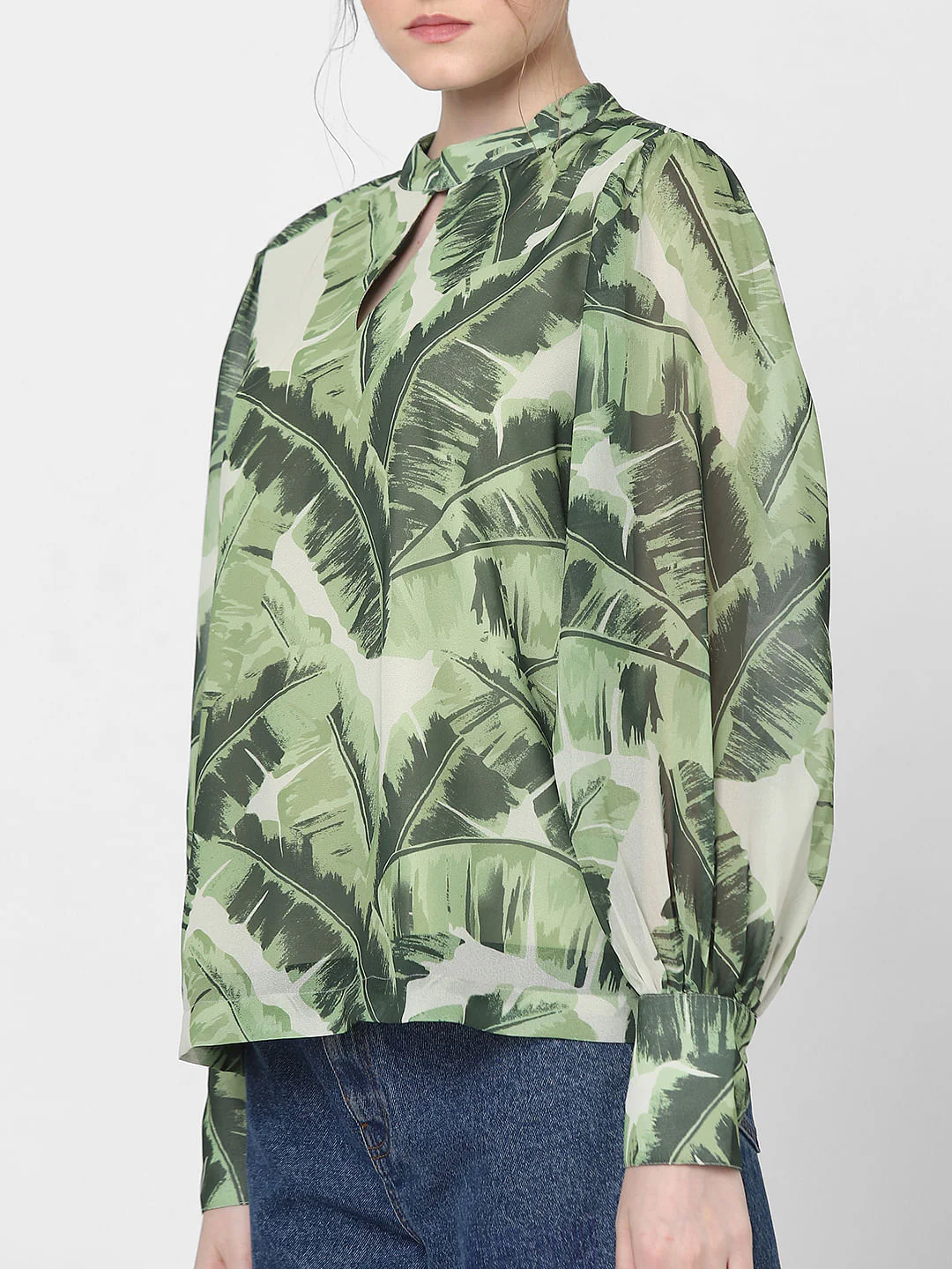 Green Tropical Print Top - Image 6