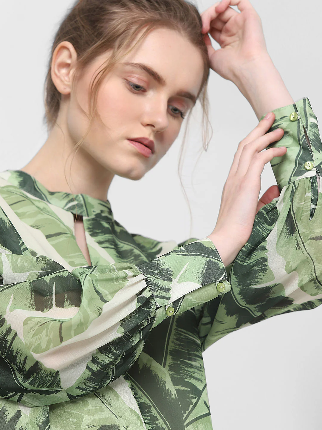 Green Tropical Print Top - Image 8