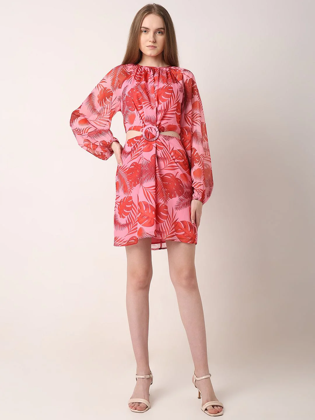 Pink Tropical Print Dress - Image 5