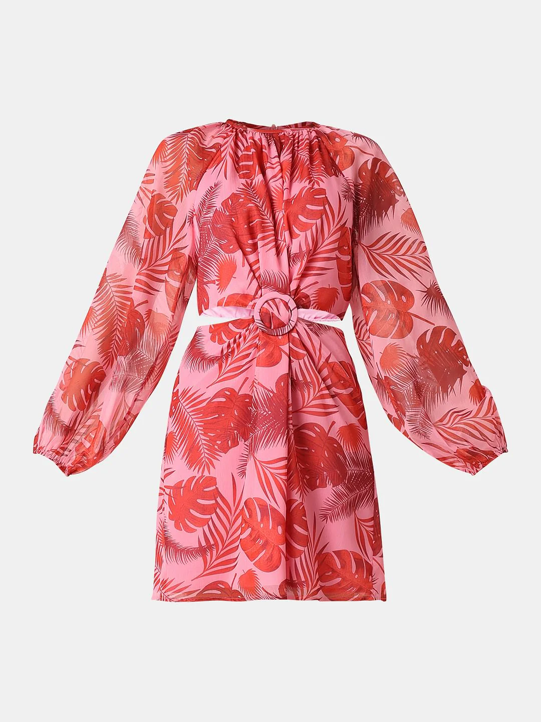 Pink Tropical Print Dress - Image 7