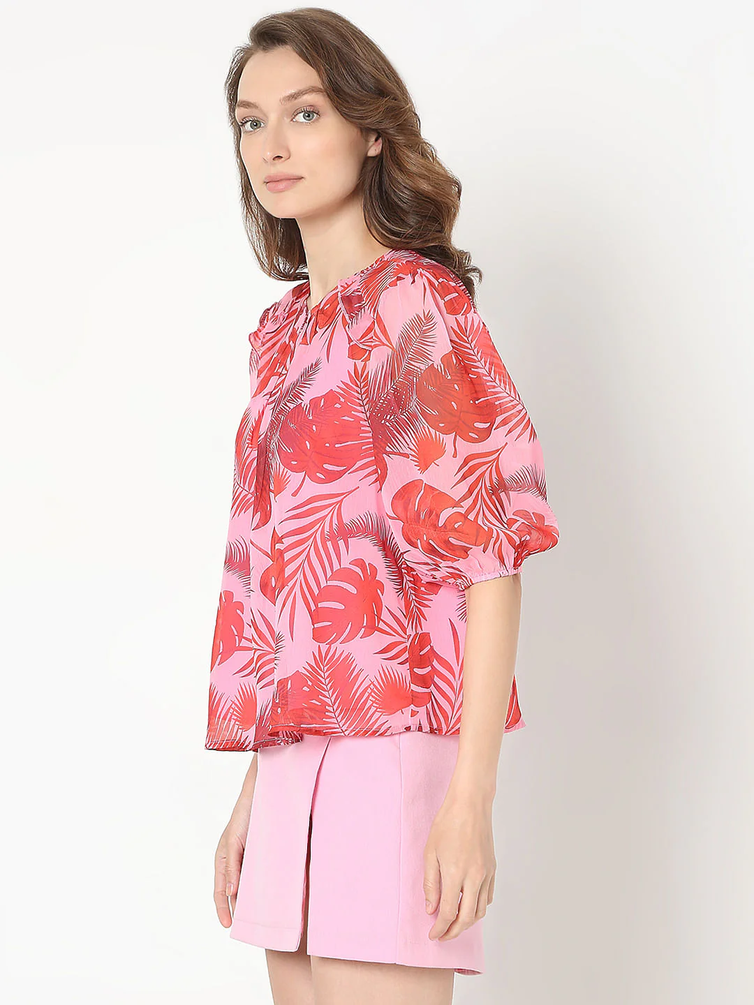 Pink Tropical Print Top - Image 3
