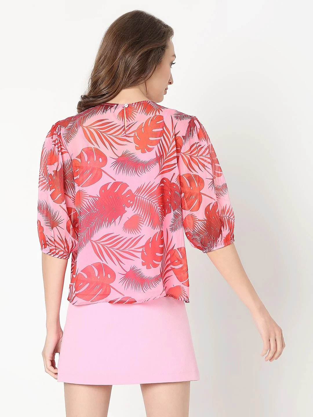 Pink Tropical Print Top - Image 4