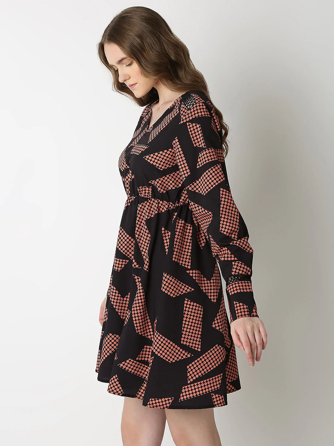 Black Geometric Print Dress - Image 3