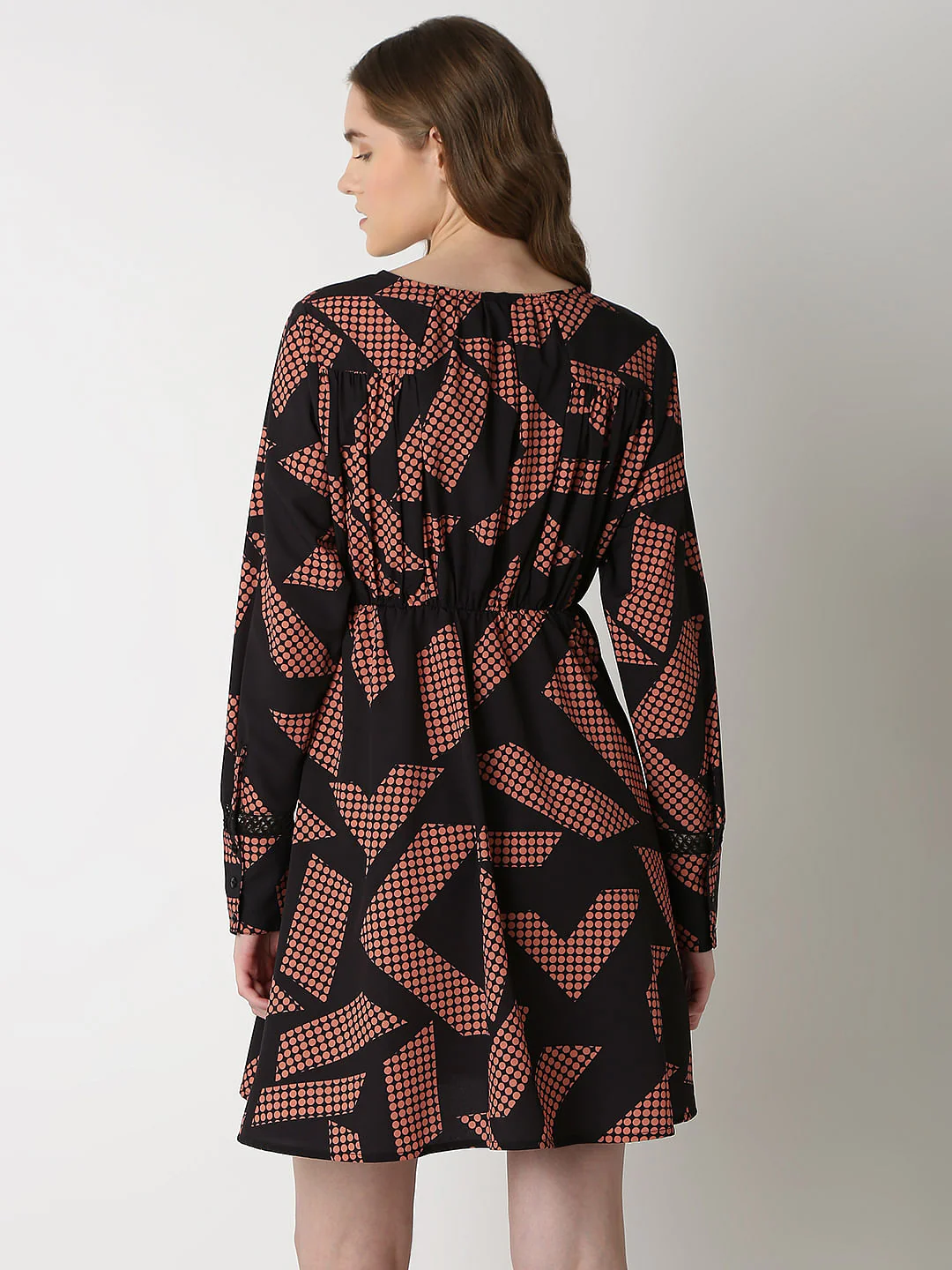 Black Geometric Print Dress - Image 4