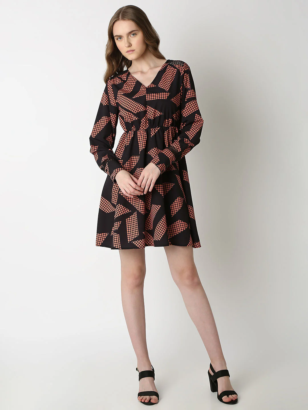 Black Geometric Print Dress - Image 5