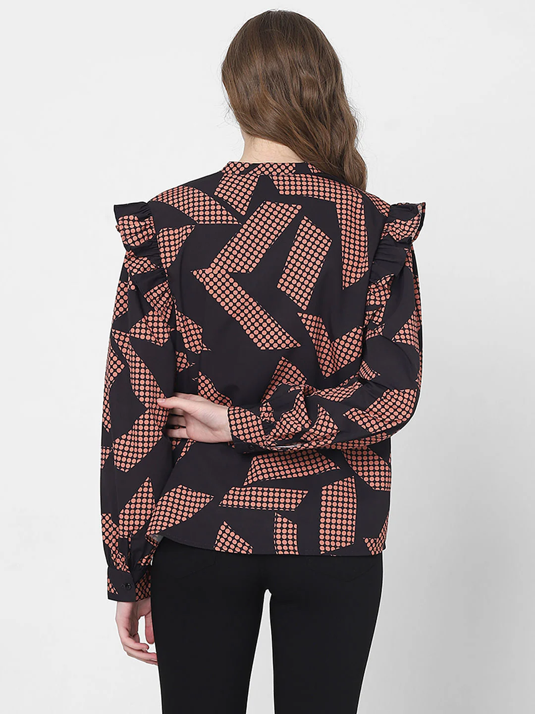 Black Geometric Print Top - Image 4