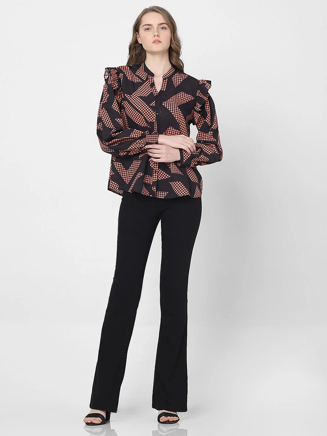 Black Geometric Print Top - Image 5