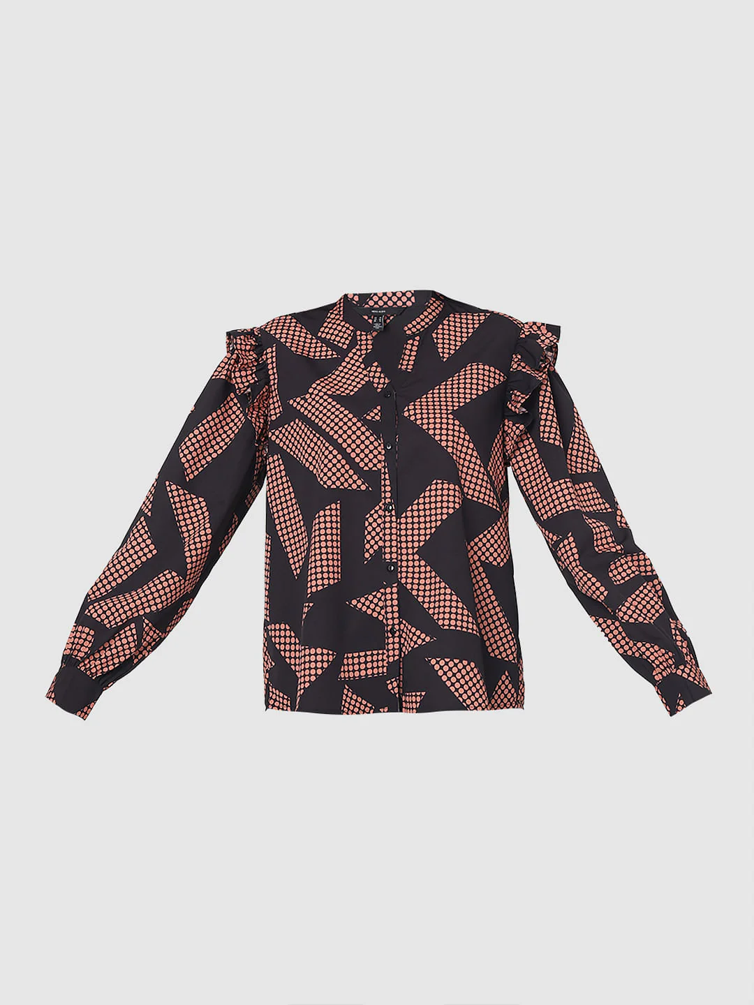 Black Geometric Print Top - Image 7