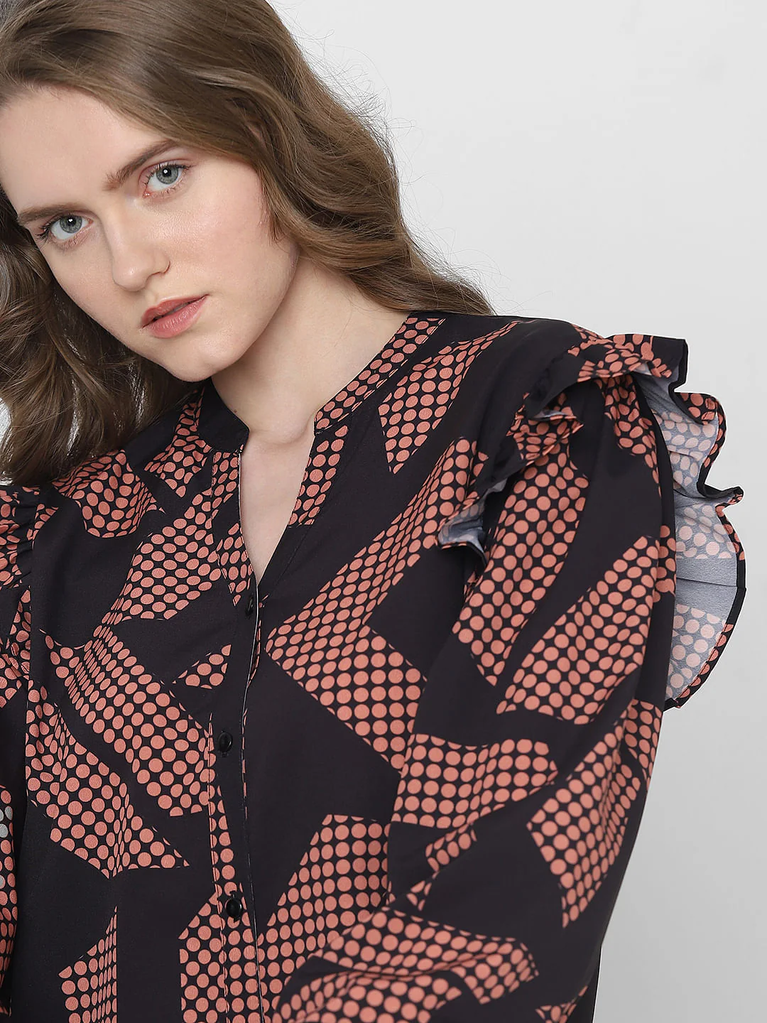 Black Geometric Print Top - Image 8