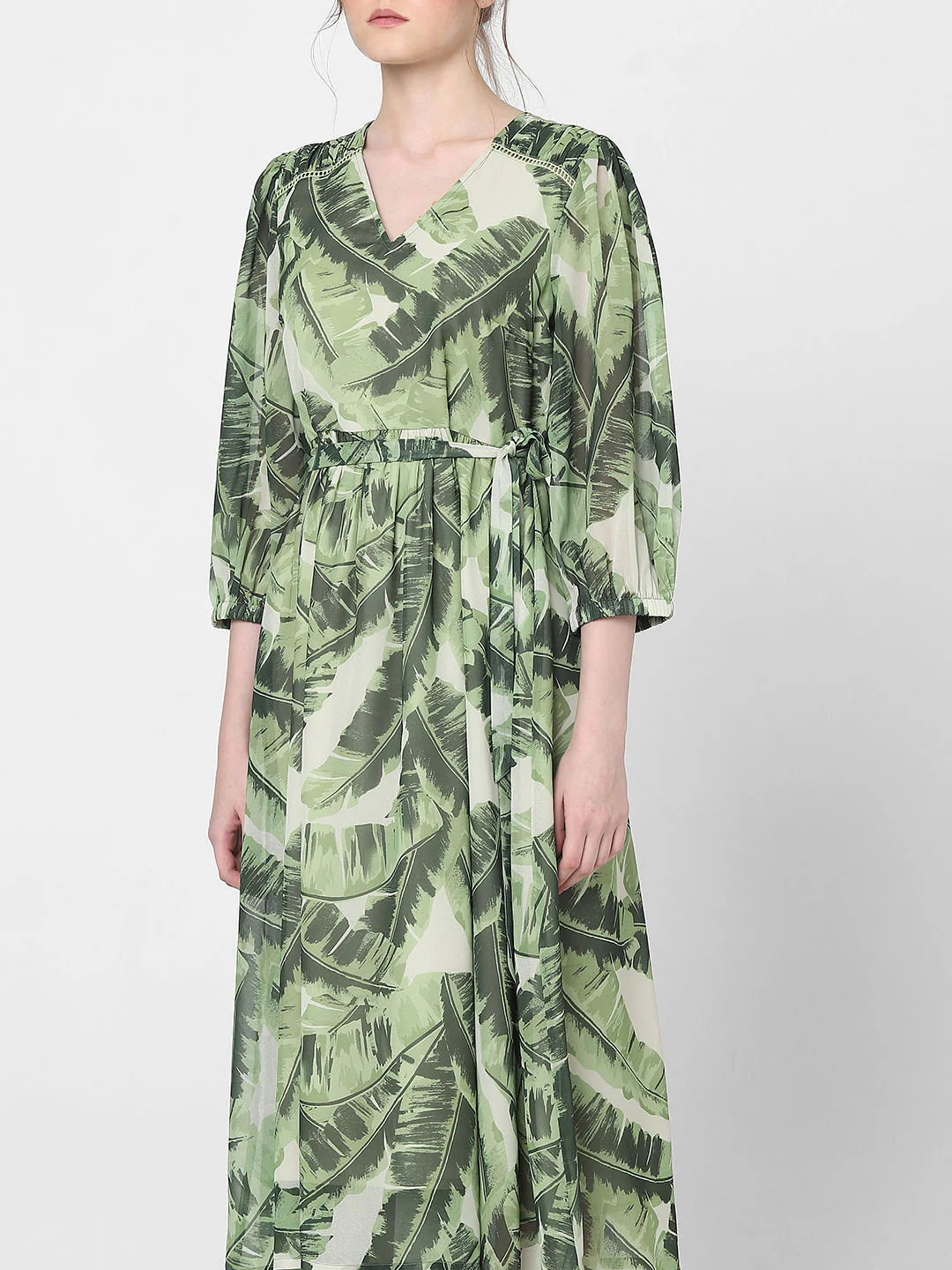 Green Tropical Print Midi Dress - Image 5