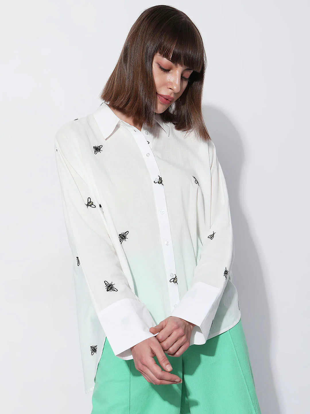 White Bee Printed Full Sleeves Shirt - Image 2