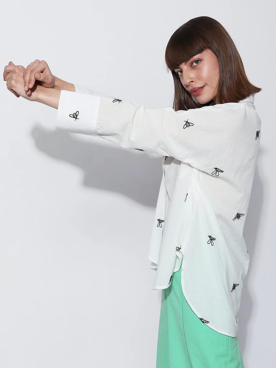 White Bee Printed Full Sleeves Shirt - Image 3