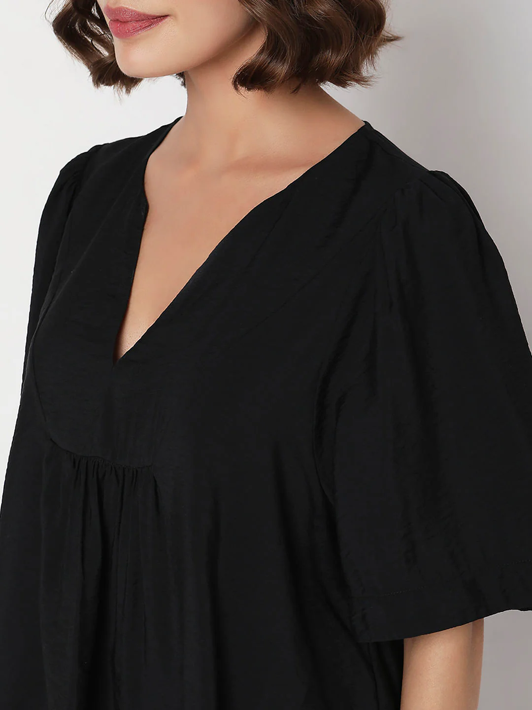 Black V-Neck Flared Top - Image 8