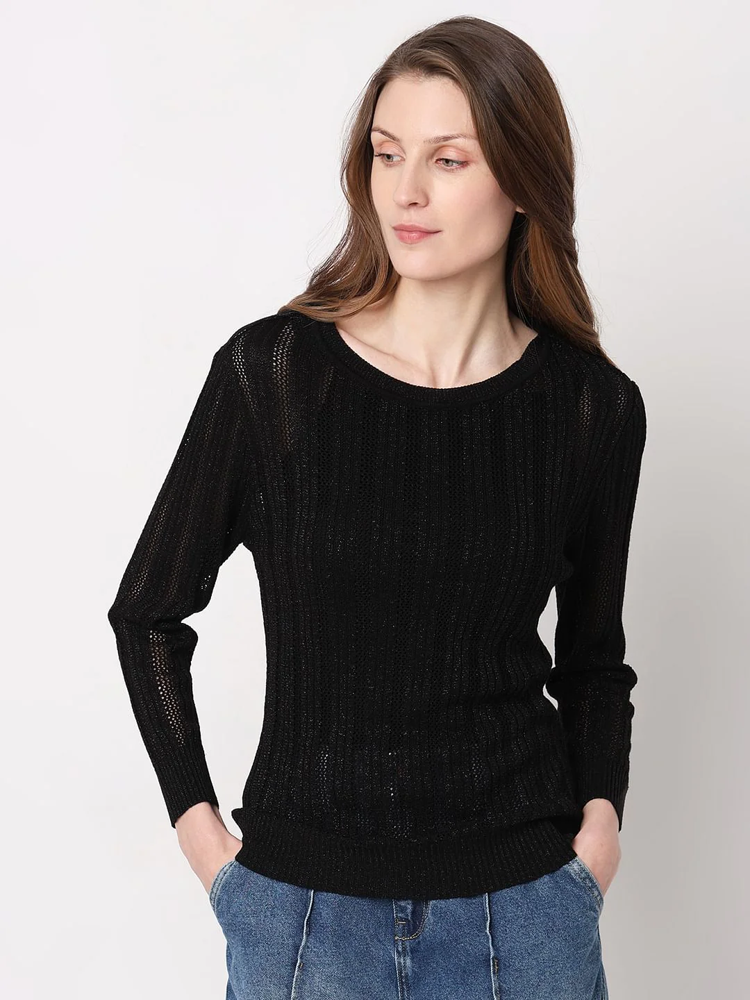 Black Lurex Knit Pullover - Image 2
