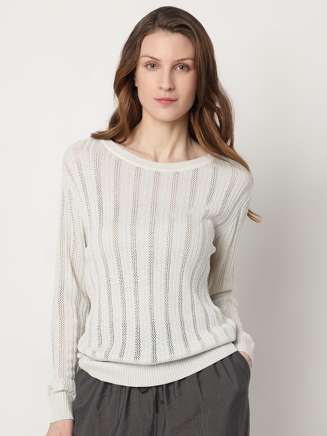 Light Grey Lurex Knit Pullover - Image 2