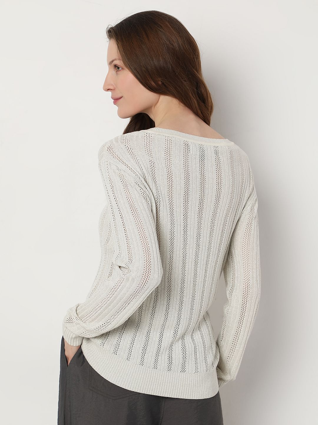 Light Grey Lurex Knit Pullover - Image 4