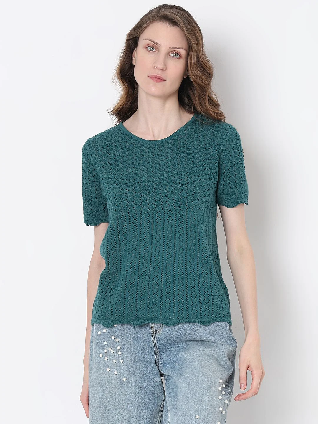 Green Textured Knit Top - Image 2