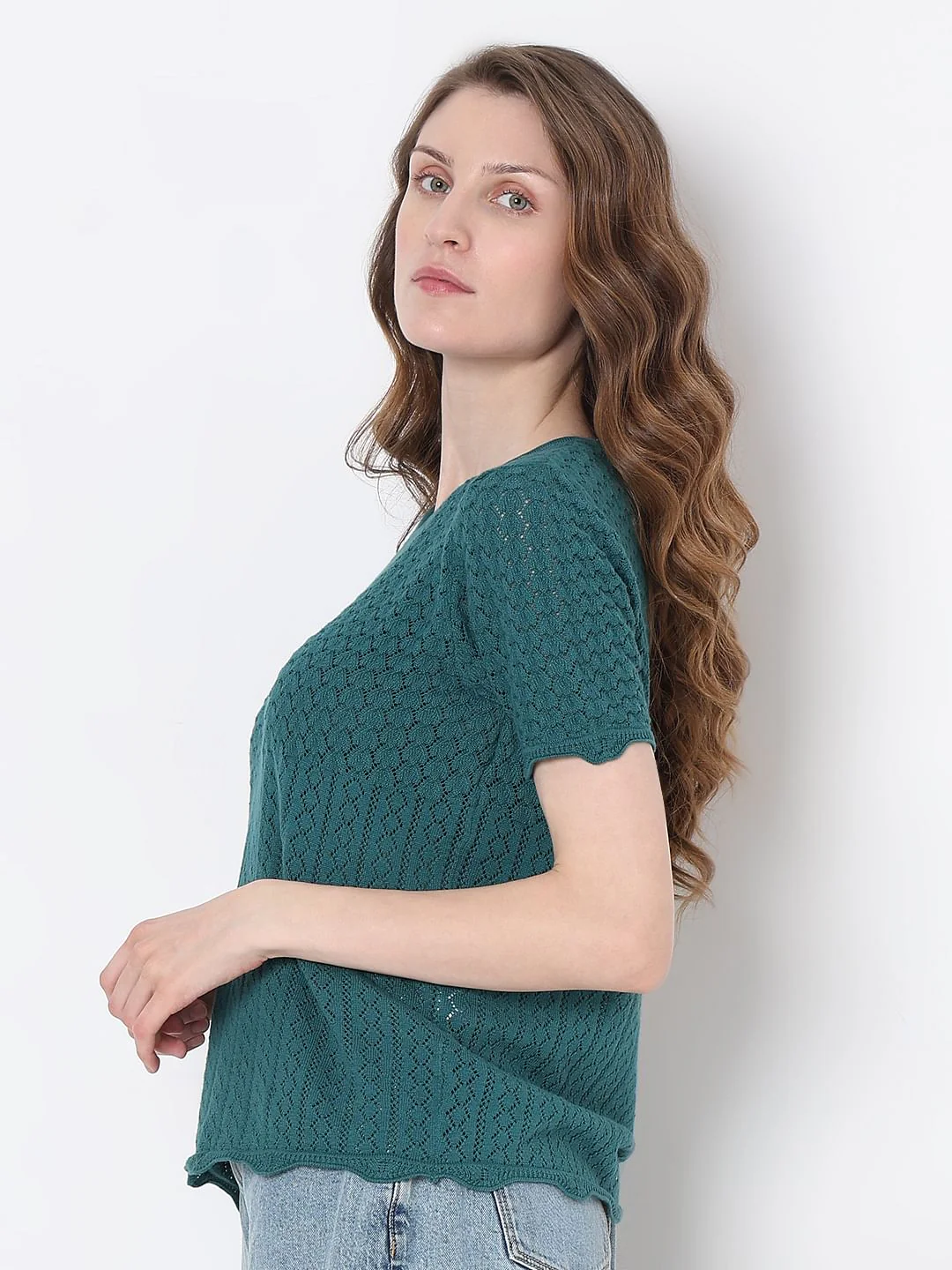 Green Textured Knit Top - Image 3