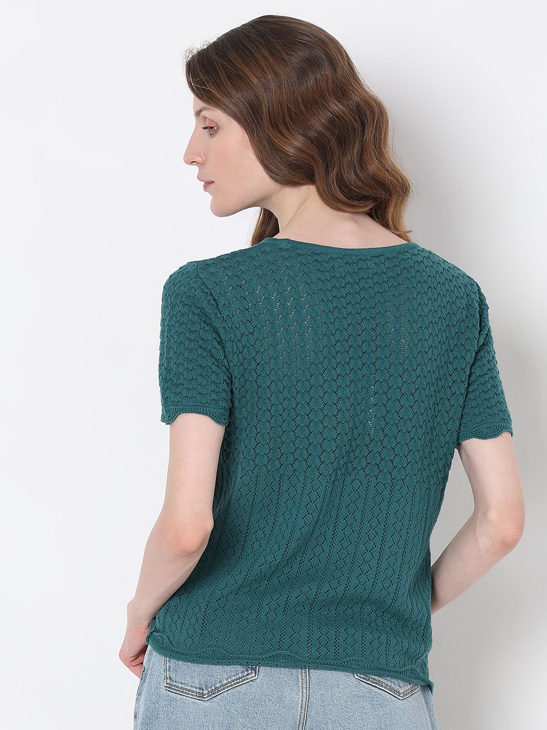 Green Textured Knit Top - Image 4