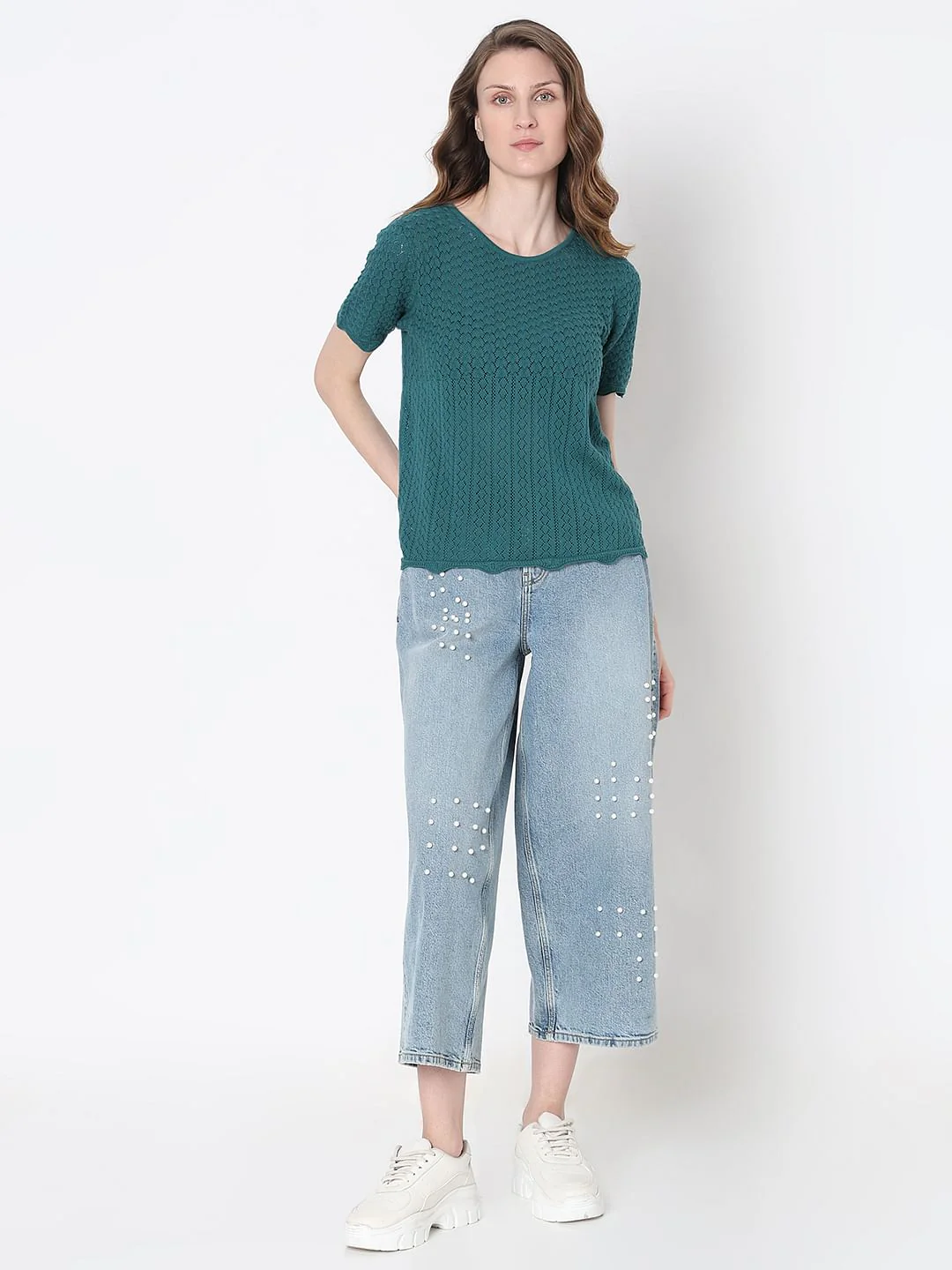 Green Textured Knit Top - Image 5