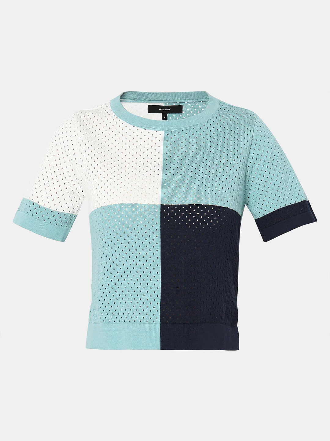 Blue Colourblocked Knit Top - Image 7