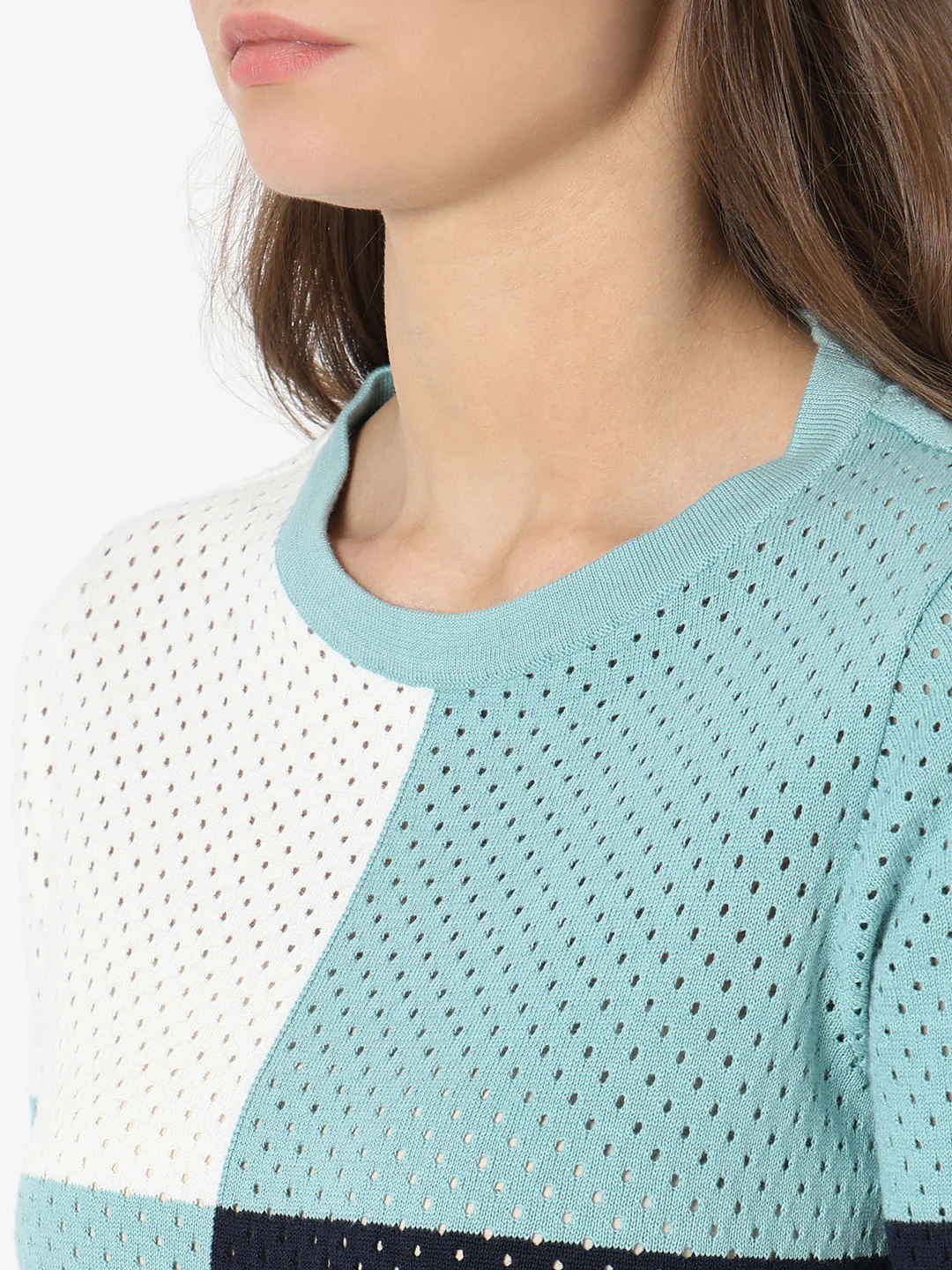 Blue Colourblocked Knit Top - Image 8