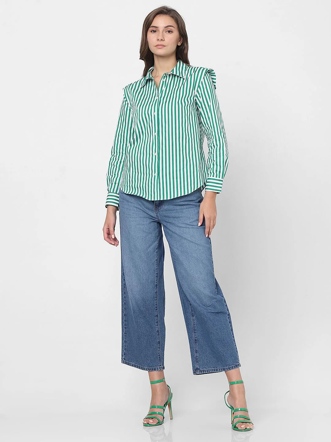 White & Green Striped Shirt - Image 5