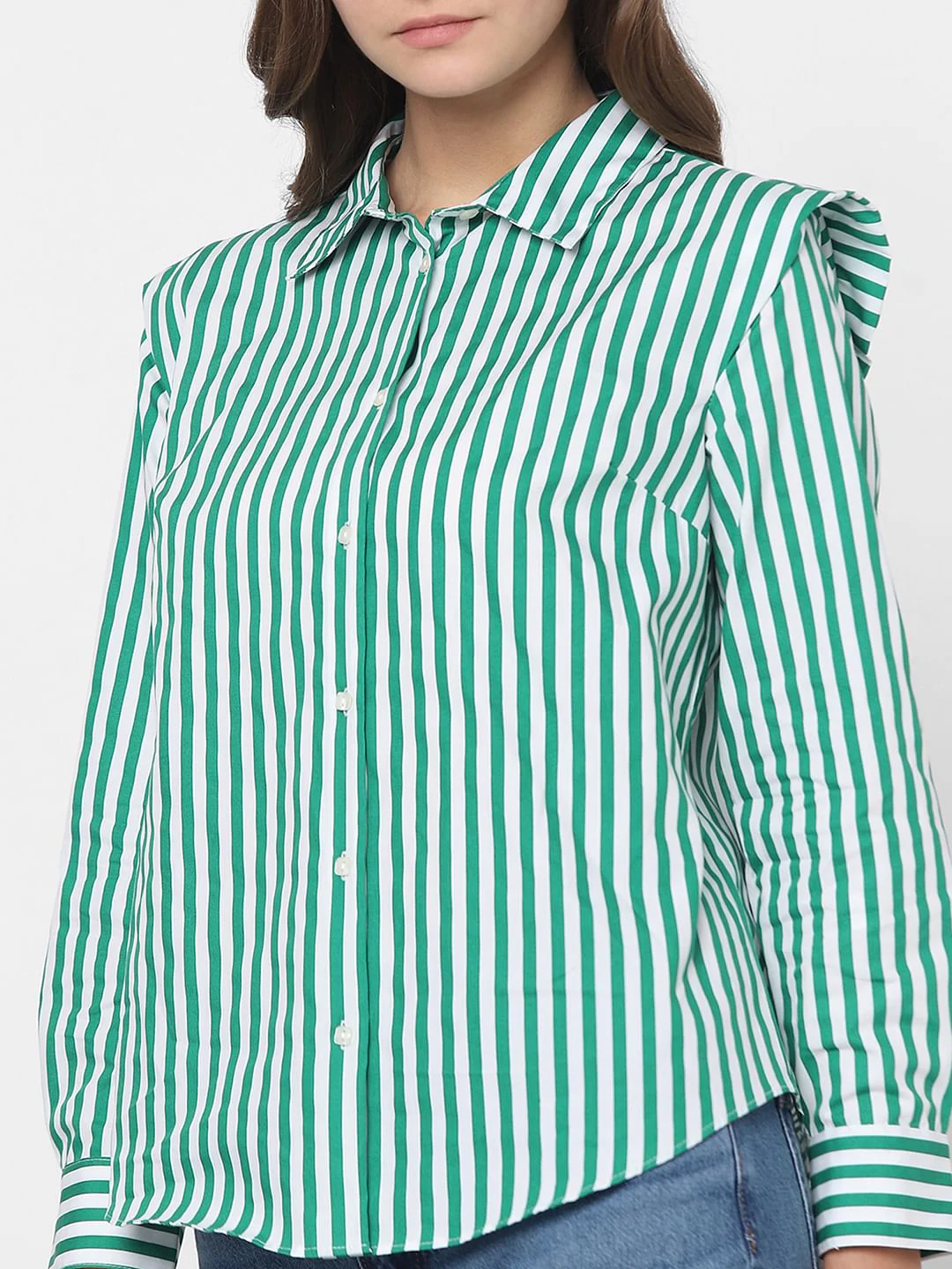 White & Green Striped Shirt - Image 6