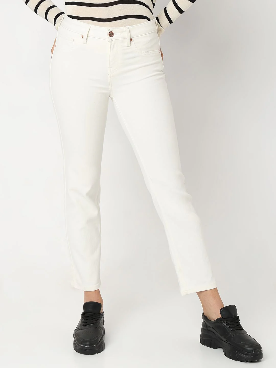 White Mid Rise Wendy Skinny Fit Jeans - Image 2