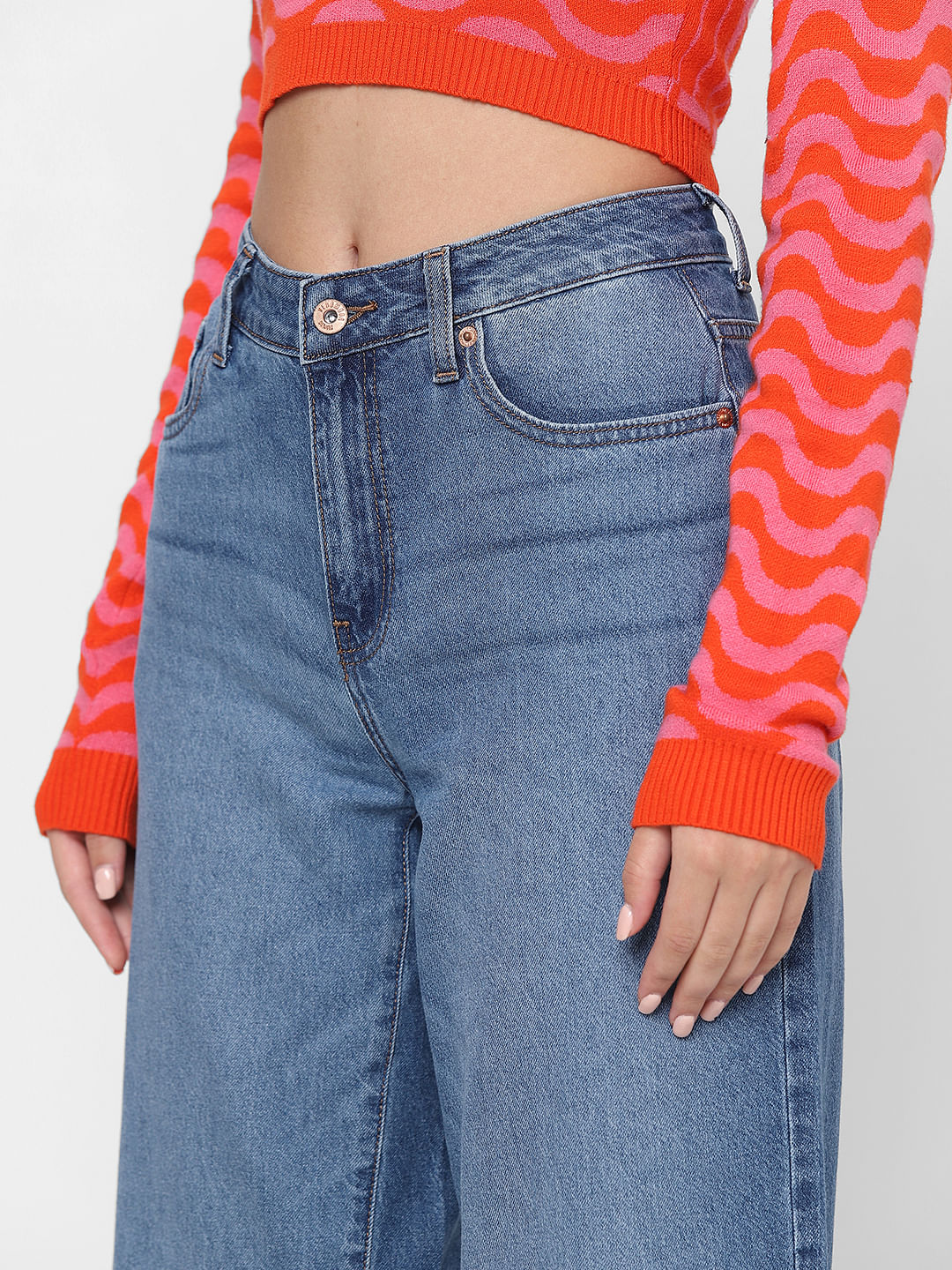 Blue Mid Rise Zoey Wide-Leg Jeans - Image 6