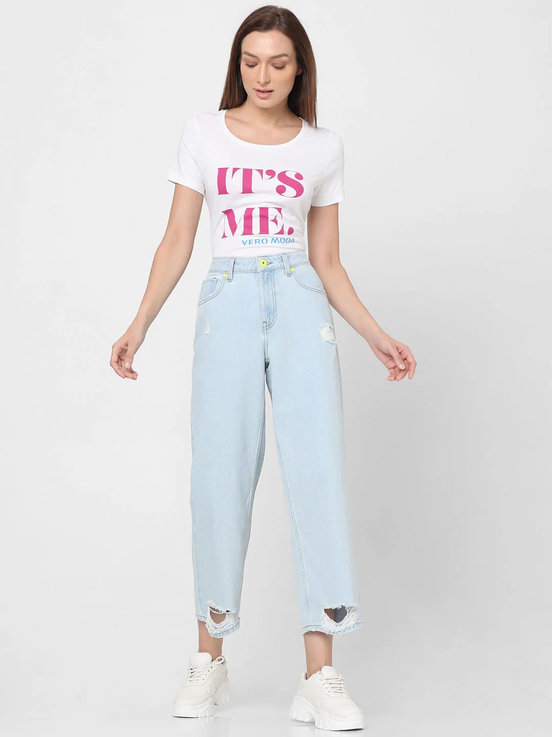Light Blue Distressed Zoey Wide-Leg Jeans - Image 5