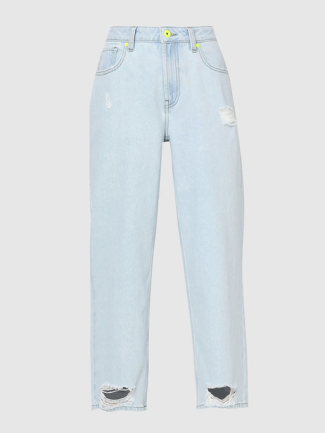 Light Blue Distressed Zoey Wide-Leg Jeans - Image 7