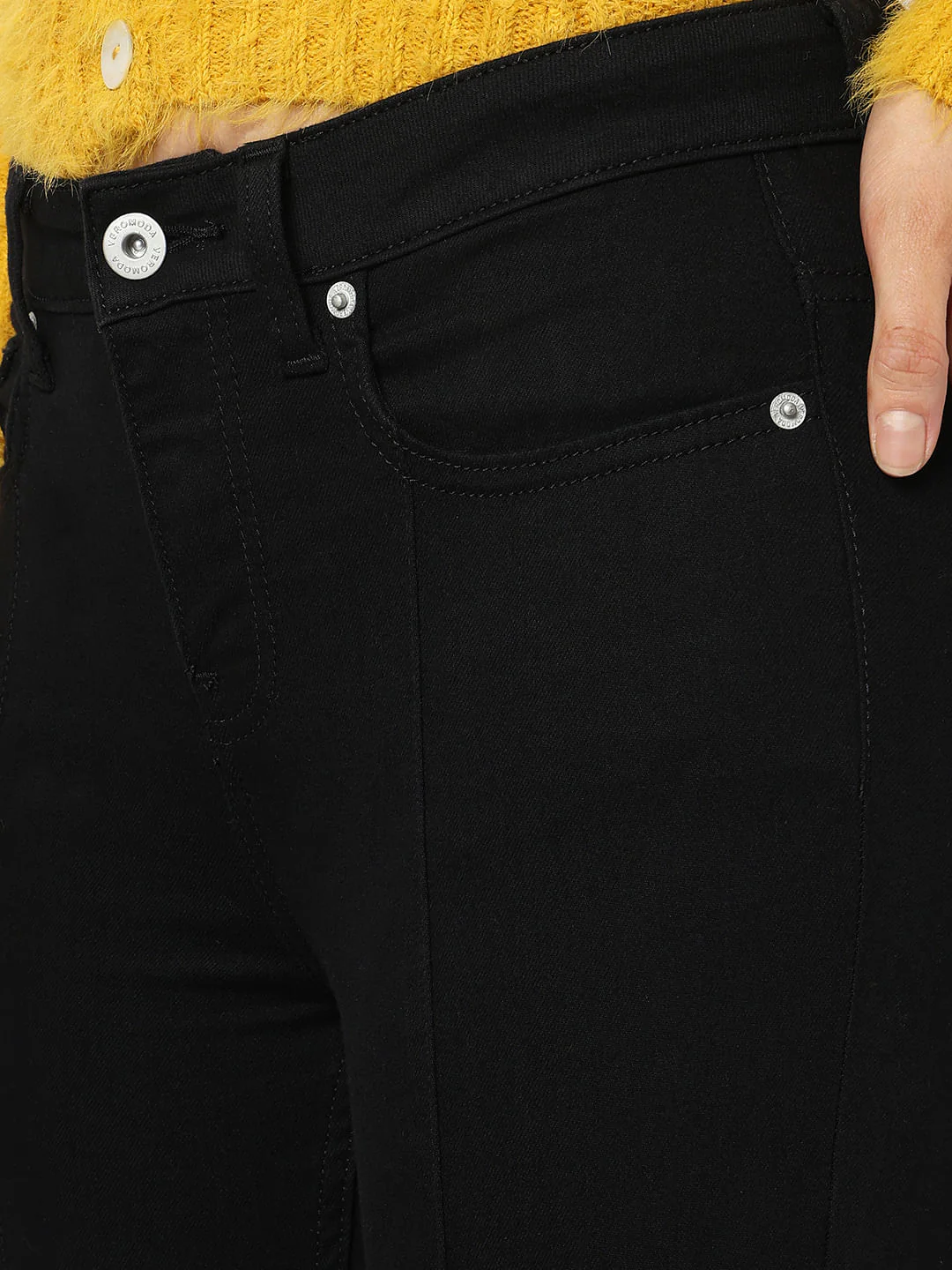 Black Mid Rise Straight Fit Jeans - Image 6